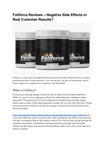 Foliforce Reviews – Negative Side Effects or Real Customer Results