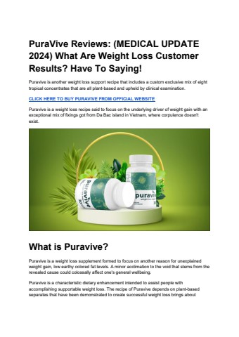 PuraVive Reviews (MEDICAL UPDATE 2024) What Are Weight Loss Customer Results_ Have To Saying!