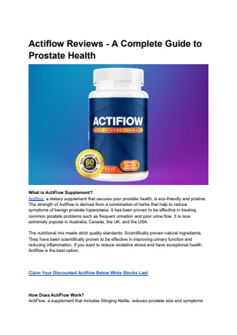 Actiflow Reviews - A Complete Guide to Prostate Health