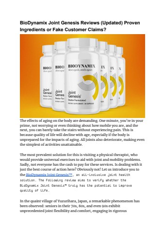 BioDynamix Joint Genesis Reviews (Updated) Proven Ingredients or Fake Customer Claims_