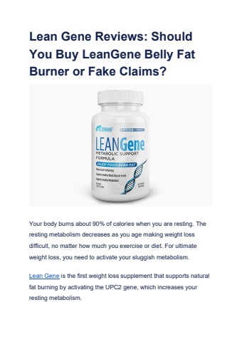 Lean Gene Reviews_ Should You Buy LeanGene Belly Fat Burner or Fake Claims