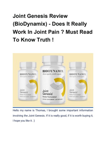 Joint Genesis Review (BioDynamix) - Does It Really Work In Joint Pain _ Must Read To Know Truth !