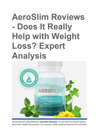 AeroSlim Reviews - Does It Really Help with Weight Loss