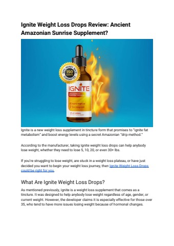 Ignite Weight Loss Drops Review_ Ancient Amazonian Sunrise Supplement