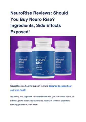 NeuroRise Reviews_ Should You Buy Neuro Rise_ Ingredients, Side Effects Exposed!
