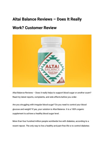 Altai Balance Reviews – Does It Really Work Customer Review
