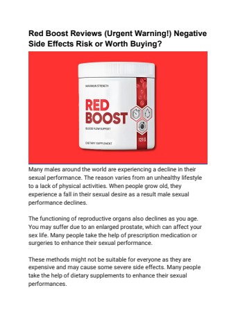 Red Boost Reviews (Urgent Warning!) Negative Side Effects Risk or Worth Buying_