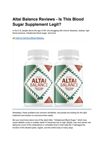 Altai Balance Reviews - Is This Blood Sugar Supplement Legit