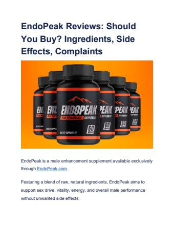 EndoPeak Reviews_ Should You Buy_ Ingredients, Side Effects, Complaints
