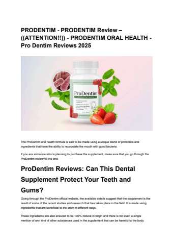 PRODENTIM - PRODENTIM Review – ((ATTENTION!!)) - PRODENTIM ORAL HEALTH - Pro Dentim Reviews 2025