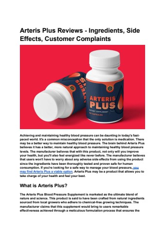 Arteris Plus Reviews - Ingredients, Side Effects, Customer Complaints