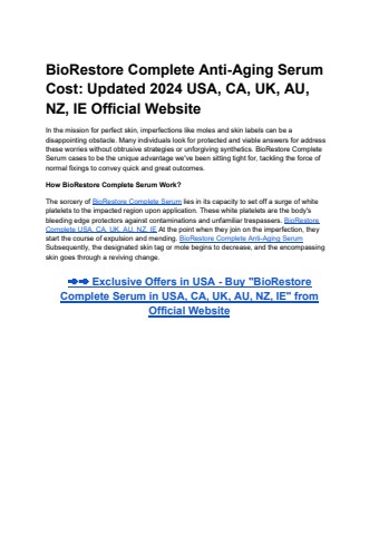 BioRestore Complete Anti-Aging Serum Cost_ Updated 2024 USA, CA, UK, AU, NZ, IE Official Website