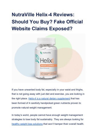 NutraVille Helix-4 Reviews_ Should You Buy_ Fake Official Website Claims Exposed_