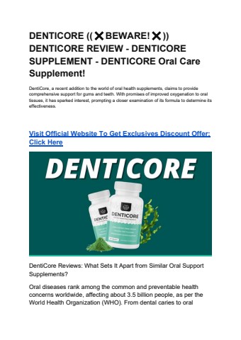 DENTICORE ((❌BEWARE!❌)) DENTICORE REVIEW - DENTICORE SUPPLEMENT - DENTICORE Oral Care Supplement!