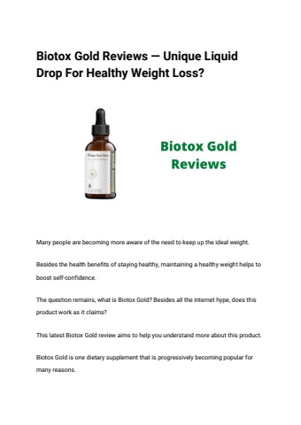 Biotox Gold Reviews — Unique Liquid Drop For Healthy Weight Loss