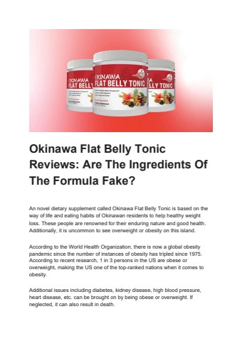 Okinawa Flat Belly Tonic Reviews Are The Ingredients Of The Formula Fake_