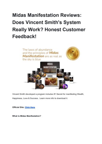 Midas Manifestation Reviews_ Does Vincent Smith_s System Really Work