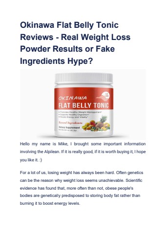 Okinawa Flat Belly Tonic Reviews - Real Weight Loss Powder Results or Fake Ingredients Hype(1)