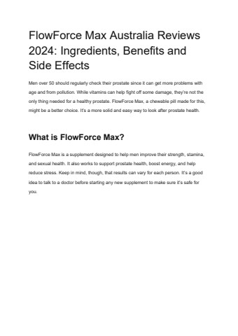 FlowForce Max Australia Reviews 2024_ Ingredients, Benefits and Side Effects