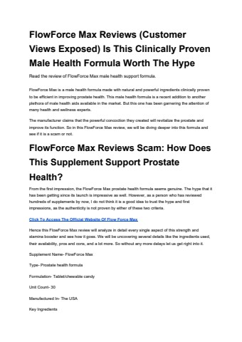 FlowForce Max Reviews (Customer Views Exposed) Is This Clinically Proven Male Health Formula Worth The Hype