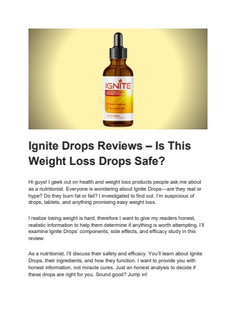 Ignite Drops Reviews – Is This Weight Loss Drops Safe_