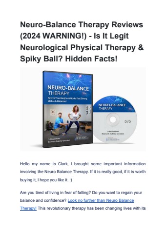 Neuro-Balance Therapy Reviews (2024 WARNING!) - Is It Legit Neurological Physical Therapy & Spiky Ball_ Hidden Facts!