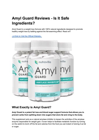 Amyl Guard Reviews - Is It Safe Ingredients
