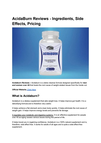 AcidaBurn Reviews - Ingredients, Side Effects, Pricing