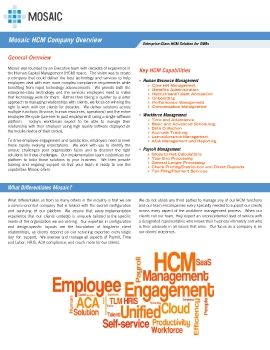 Mosaic HCM - Workforce Ready Product Sheets