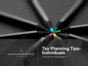 Tax Planning Tips - Individuals