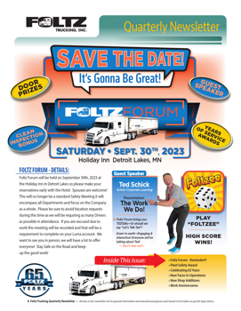 Foltz Trucking Quarterly Newsletter (Q3)