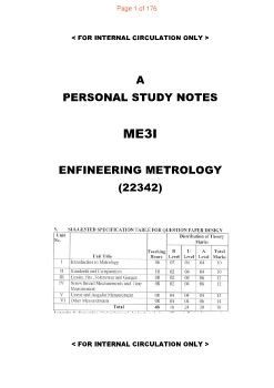 Personal Study Notes (Engineering Metrology - 22342)