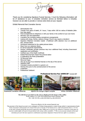 Enfield Cremation Service 4999.50 21-22