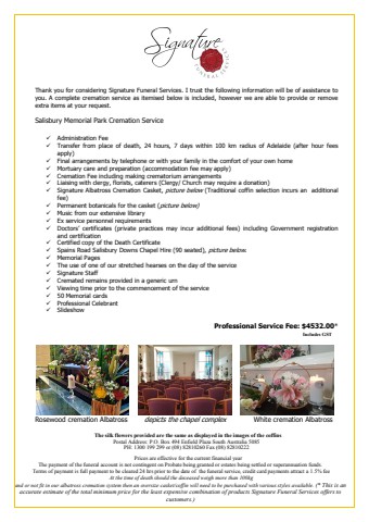 Spains Road Cremation Service 4532 Celebrant and cards 2023