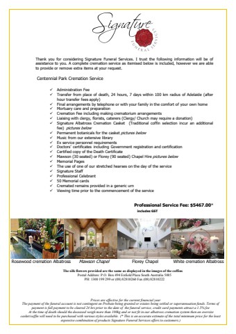 Centennial Park Cremation Service Mawson Florey 5467 23