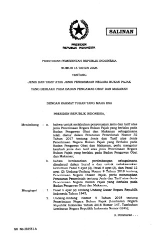 PP No. 15 tahun 2026