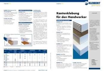 Kantenklebung Infoblatt mit Übersichtstabelle