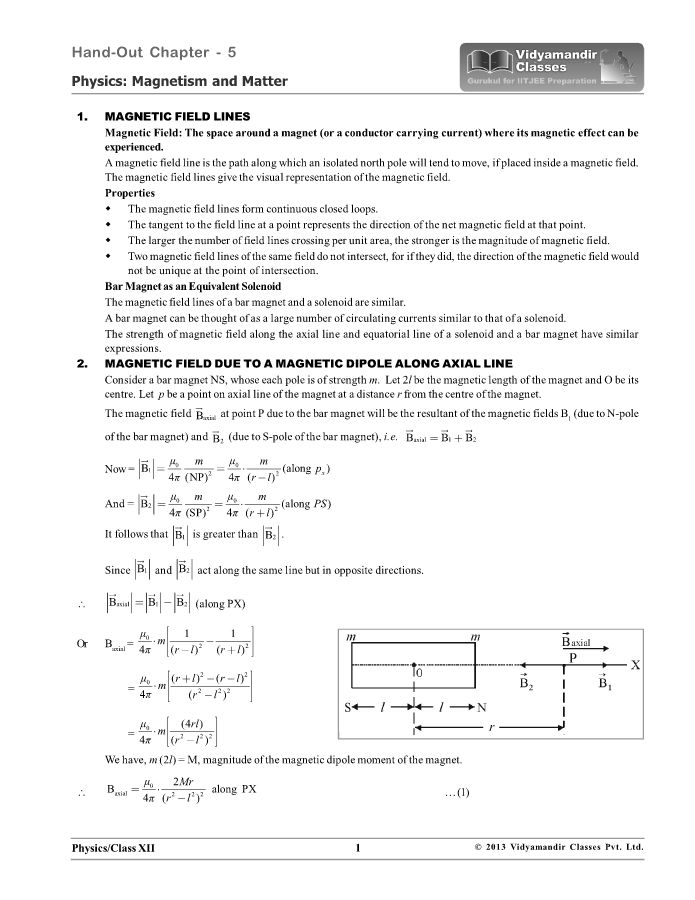 155815569-IITJEE-2014-Physics-School-Handout-Magnetism-and-Matter