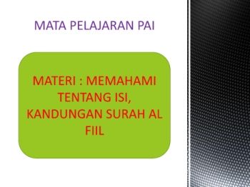 MATA PELAJARAN PAI