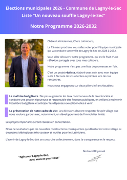 Un nouveau souffle Lagny-le-Sec Programme 2026-2032