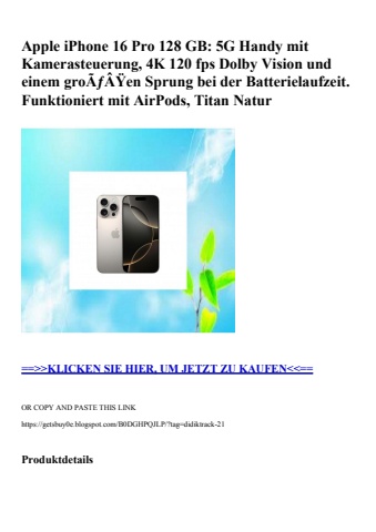 9623 apple iphone 16 pro 128 gb  5g handy mit kamerasteuerung  4k 120 fps dolby vision und einem groãƒâÿ