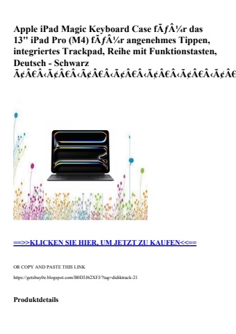 5906 apple ipad magic keyboard case fãƒâ¼r das 13'' ipad pro  m4  fãƒâ¼r angenehmes tippen  integriertes