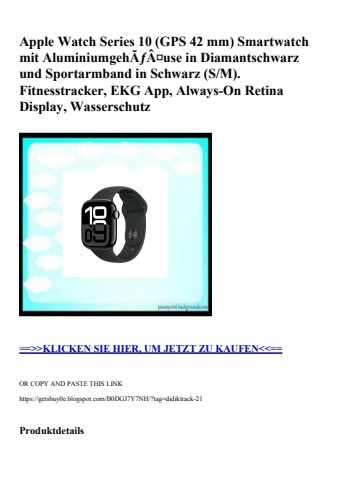 5626 apple watch series 10  gps 42 mm  smartwatch mit aluminiumgehãƒâ¤use in diamantschwarz und sportarm