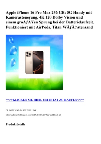 5612 apple iphone 16 pro max 256 gb  5g handy mit kamerasteuerung  4k 120 dolby vision und einem groãƒâÿ