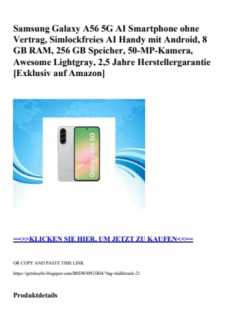5099 samsung galaxy a56 5g ai smartphone ohne vertrag  simlockfreies ai handy mit android  8 gb ram  256