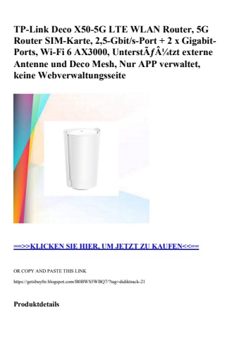 1075 tp-link deco x50-5g lte wlan router  5g router sim-karte  2 5-gbit s-port   2 x gigabit-ports  wi-f