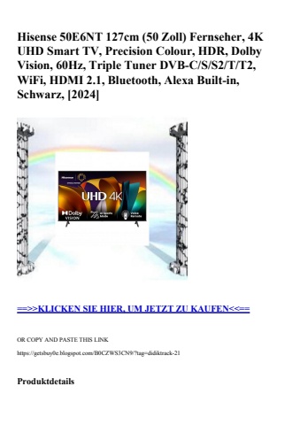 4033 hisense 50e6nt 127cm  50 zoll  fernseher  4k uhd smart tv  precision colour  hdr  dolby vision  60h