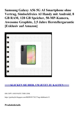 8736 samsung galaxy a56 5g ai smartphone ohne vertrag  simlockfreies ai handy mit android  8 gb ram  128