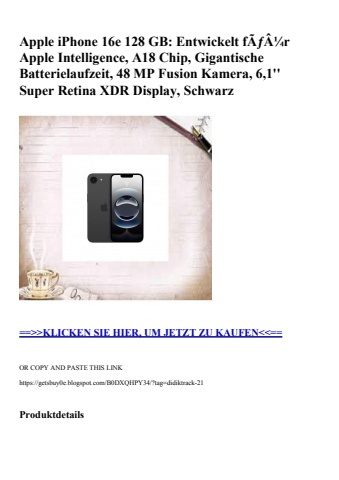 1614 apple iphone 16e 128 gb  entwickelt fãƒâ¼r apple intelligence  a18 chip  gigantische batterielaufze