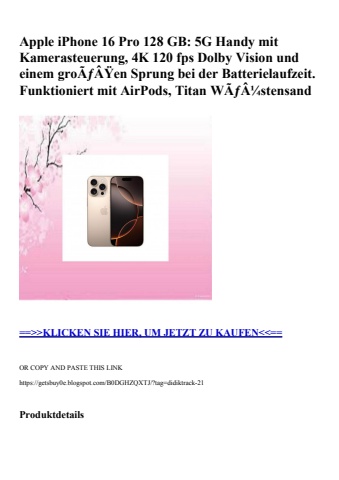 9443 apple iphone 16 pro 128 gb  5g handy mit kamerasteuerung  4k 120 fps dolby vision und einem groãƒâÿ